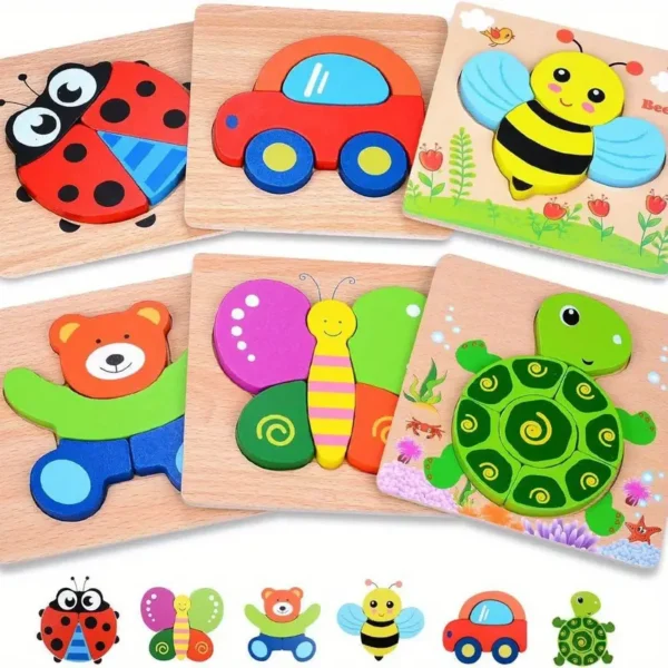 6pcs Wooden Animal Puzzles