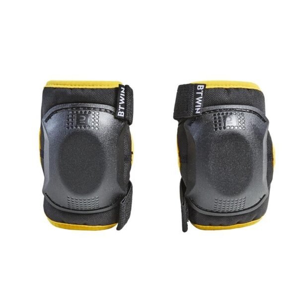 one-size-cycling-elbow-and-knee-protectors-set-3-6-years-yellow-btwin-8650737-2.jpg One Size Cycling Elbow and Knee Protectors Set 3 to 6 Years Yellow