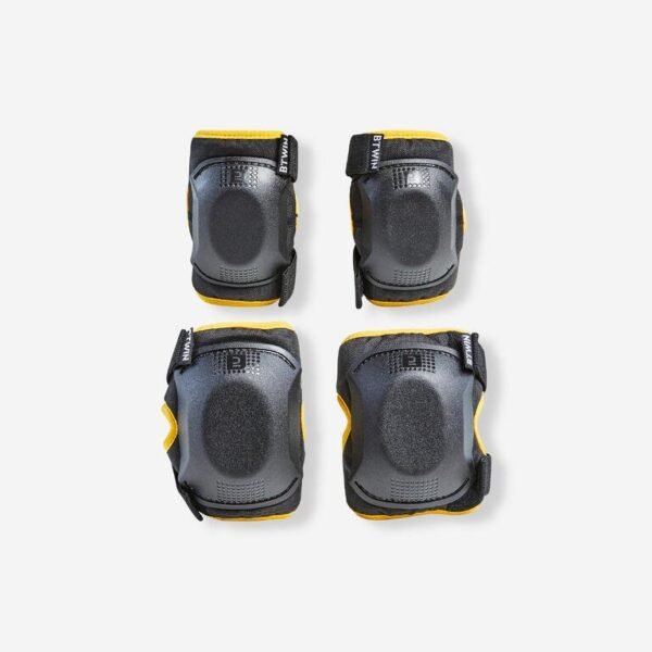 one-size-cycling-elbow-and-knee-protectors-set-3-6-years-yellow-btwin-8650737.jpg One Size Cycling Elbow and Knee Protectors Set 3 to 6 Years Yellow